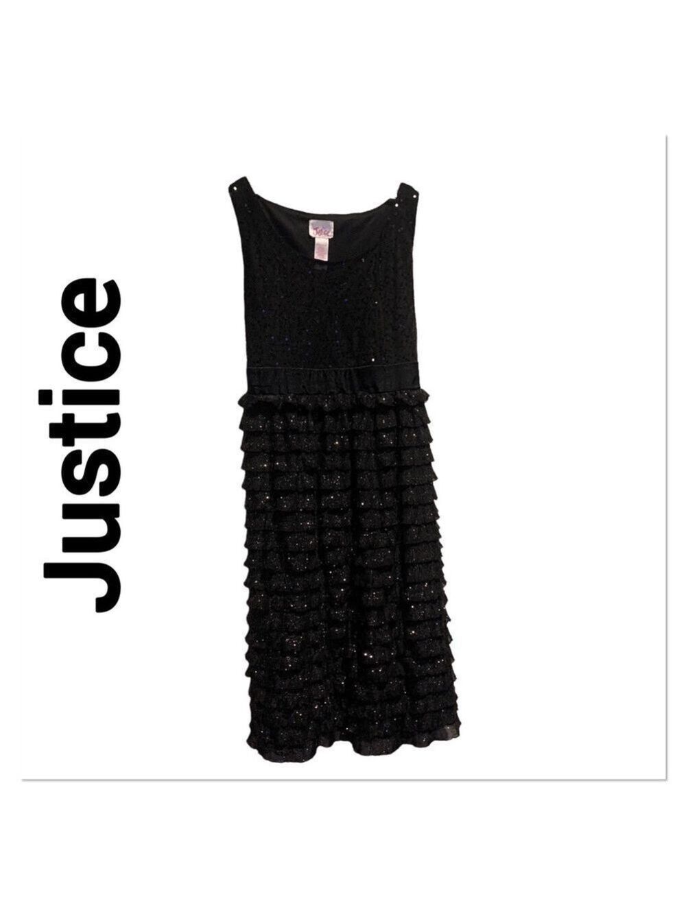 JUSTICE Black Ruffle Tiered Sleevess Fancy Dress size 10